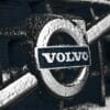 a close up of a volvo emblem on a car