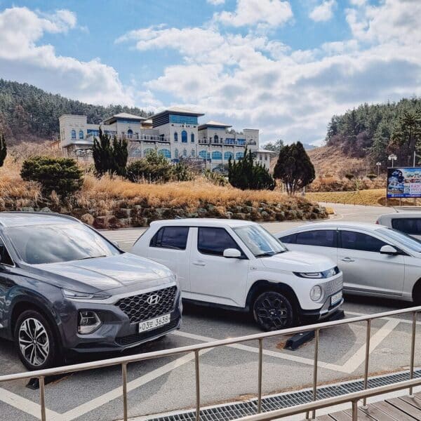 a group of cars parked in a parking lot